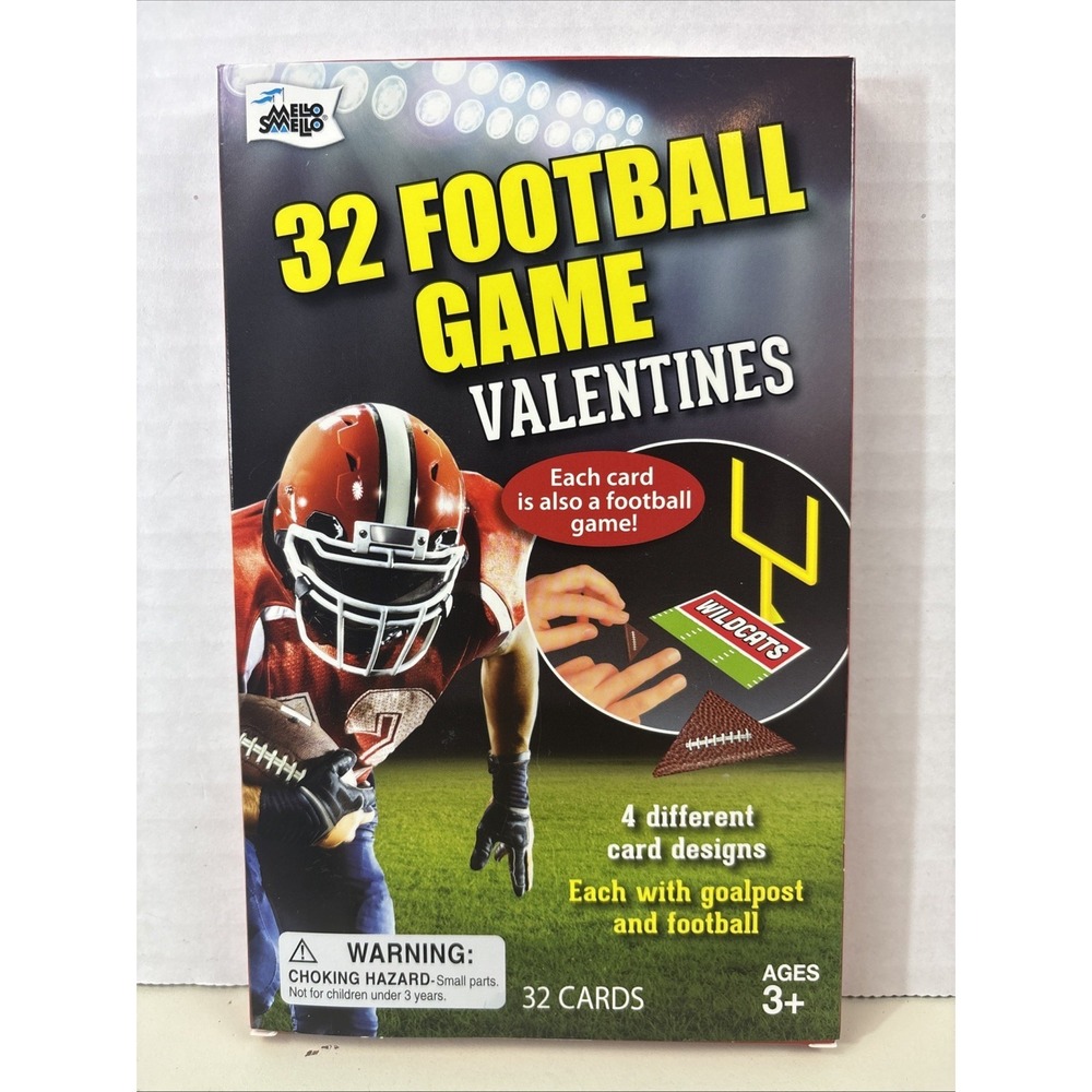 Football Game Goalpost Valentine's Day 32 Cards 4 Designs American MELLO SMELLO